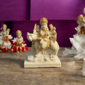 White Durga Mata Sitting on Lion Vinayak Murti